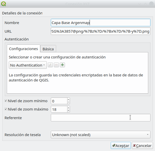 Adding an XYZ connection in QGIS