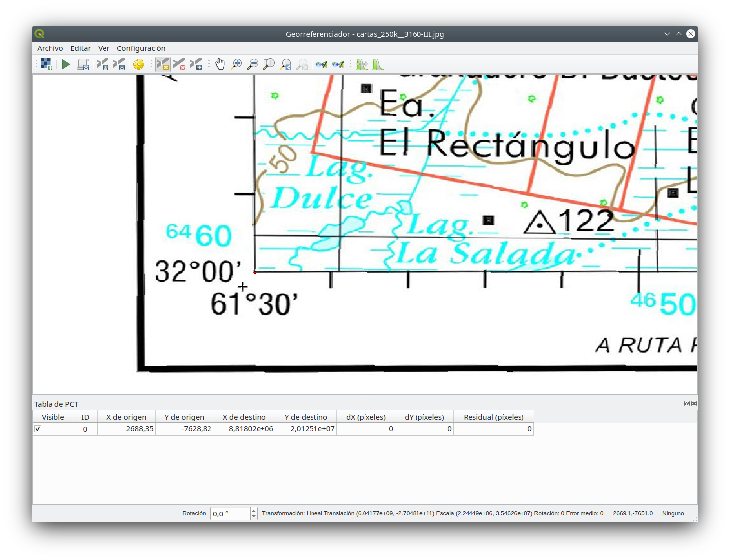 First coordinate for the georeferencing