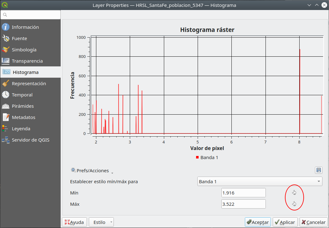 Selecting min and max values to reclassify the raster