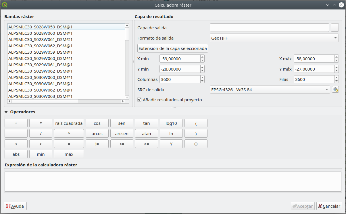 Raster calculator