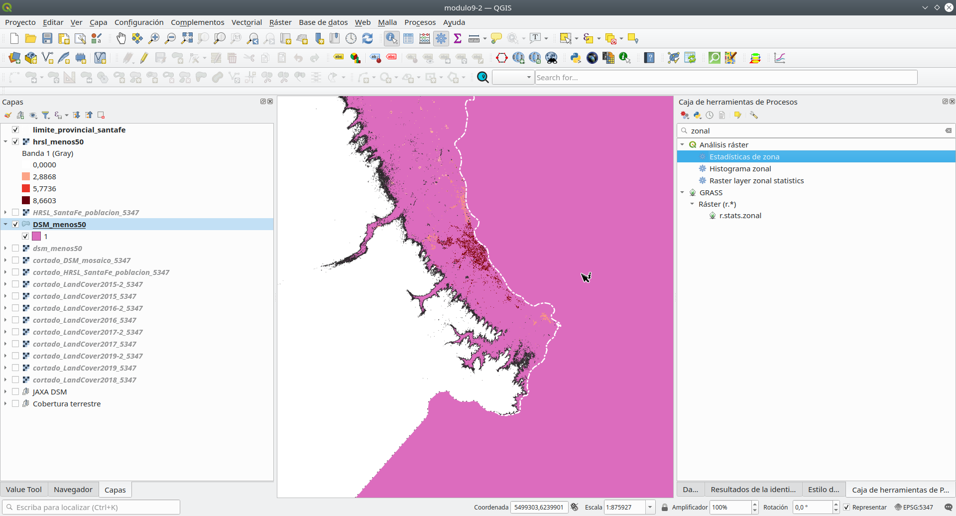 Identifying Zonal Statistics in the Processing Toolbox