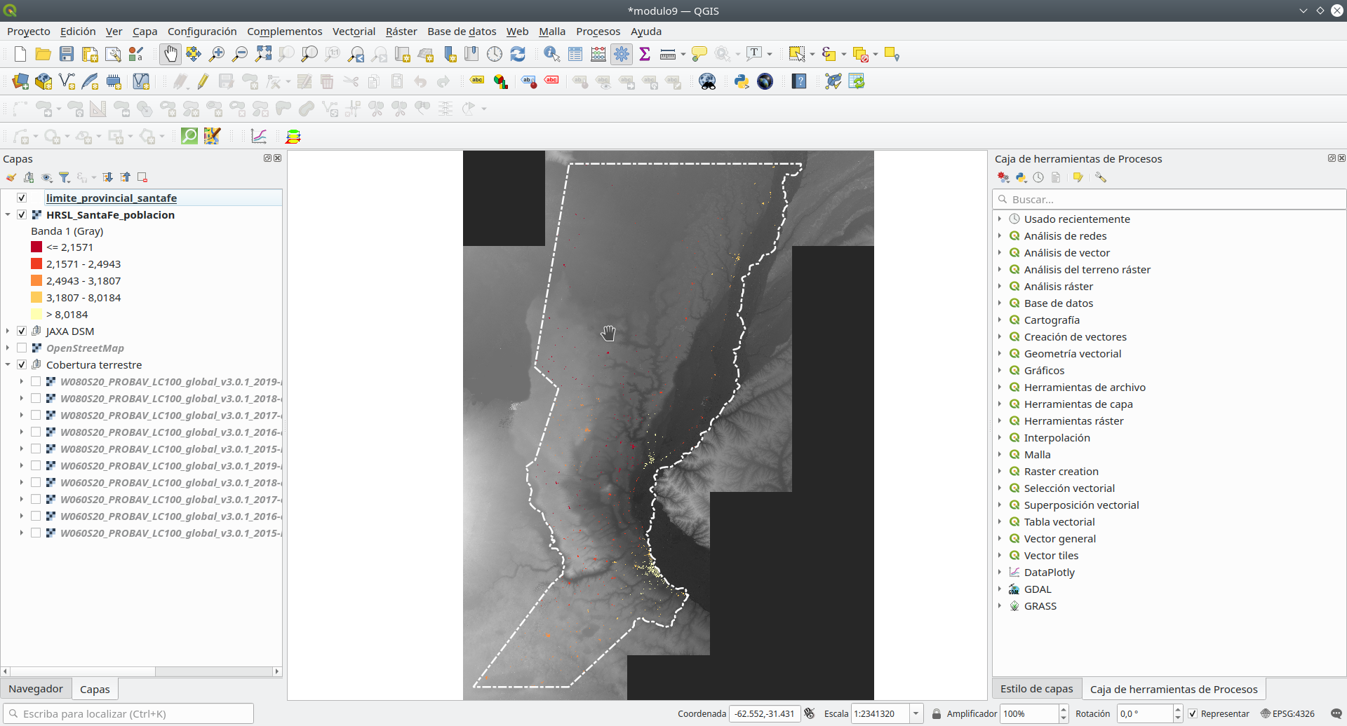 Loaded raster datasets