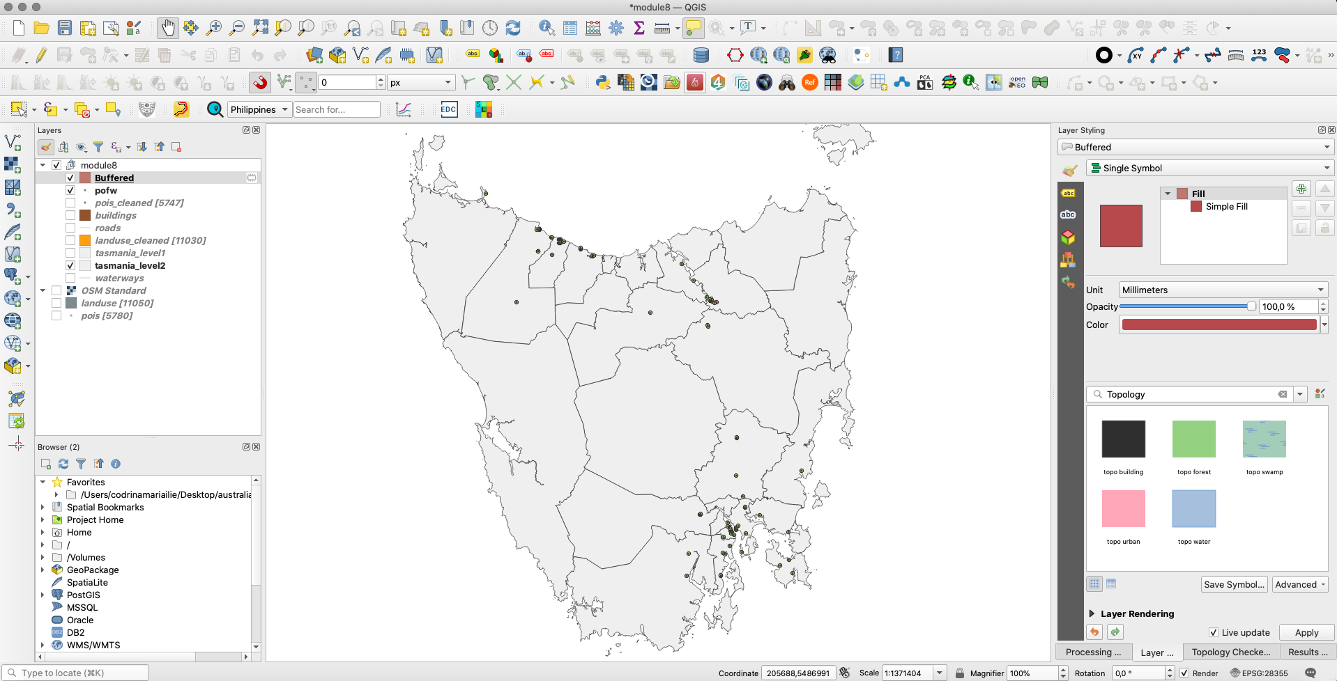 Running buffer on a point vector layer