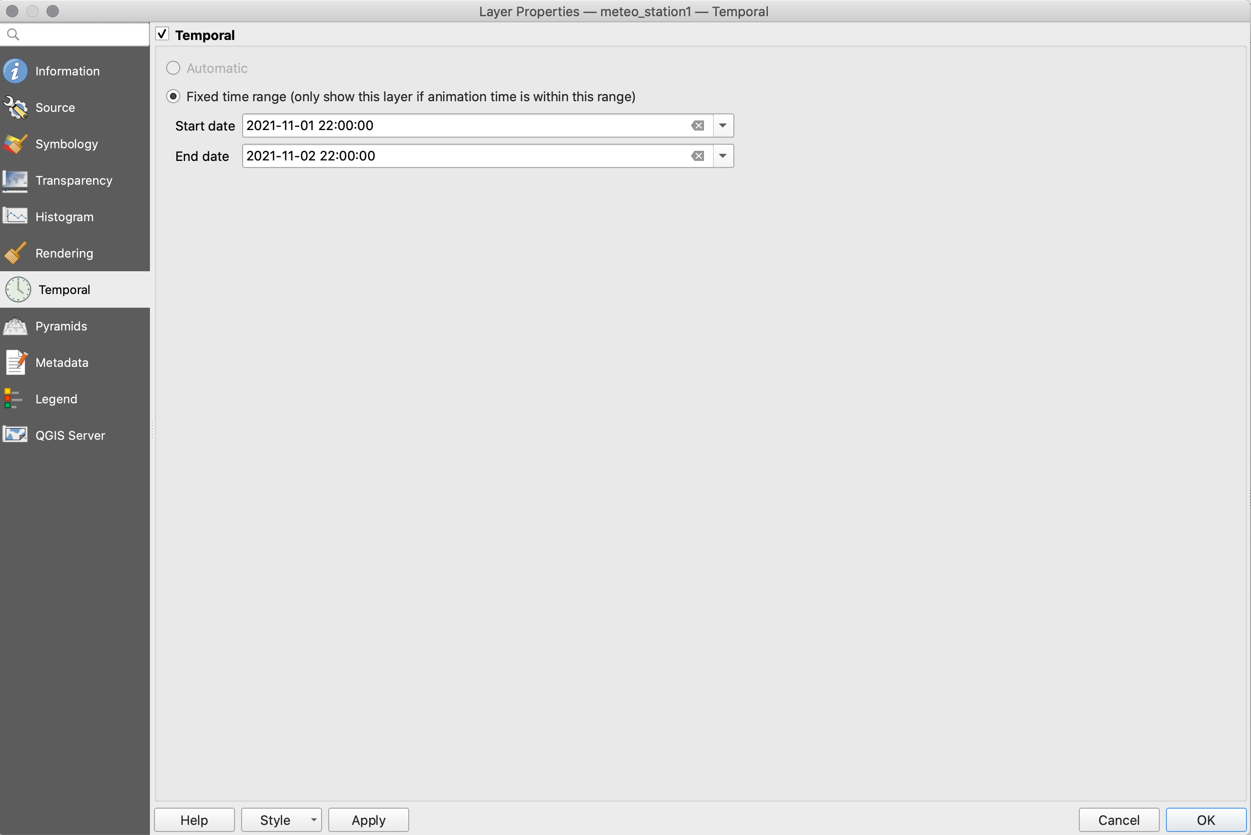 Setting temporal information to the raster dataset (1)