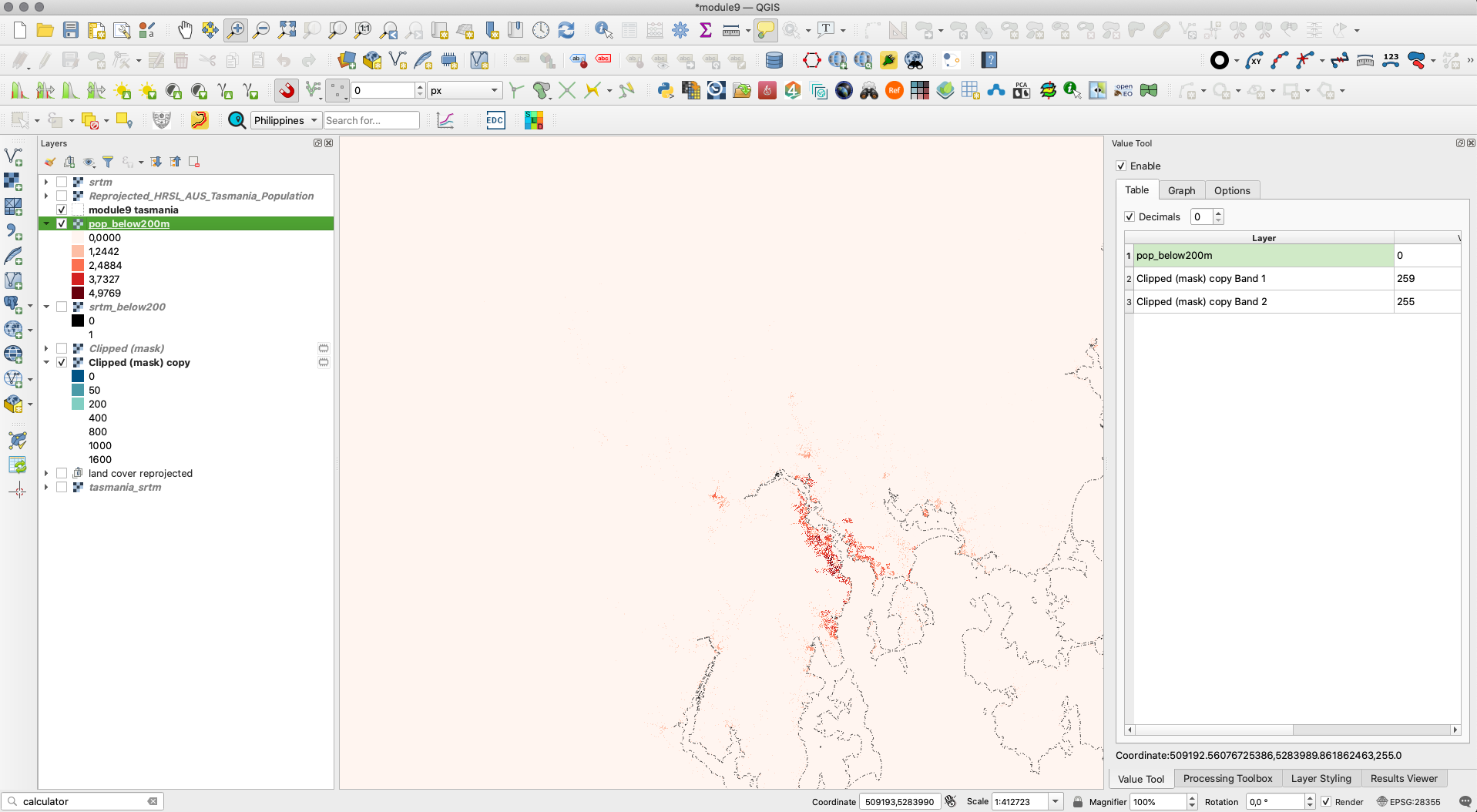 Using Value Tool to check results of Raster Calculator