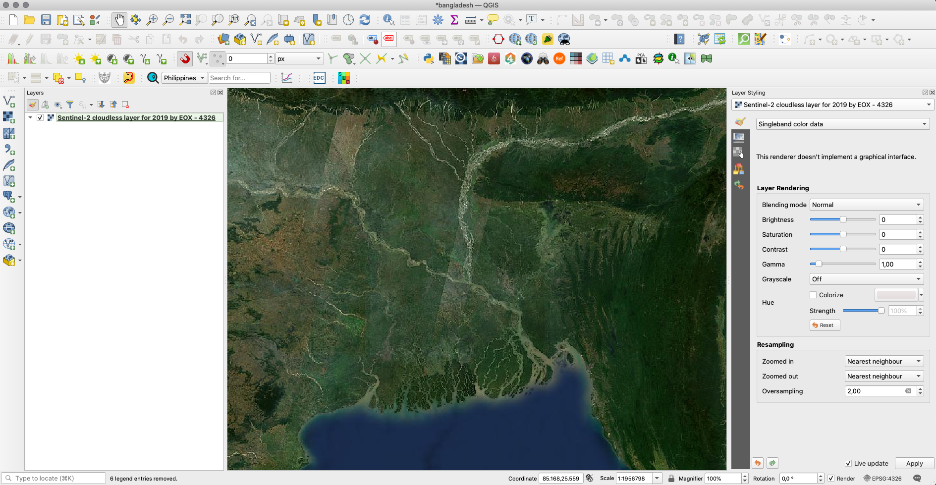 Flood hazard map from WMS loaded in QGIS