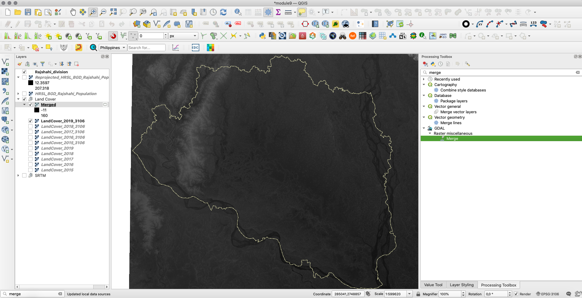 Mosaic of all DSM files corresponding to our work region