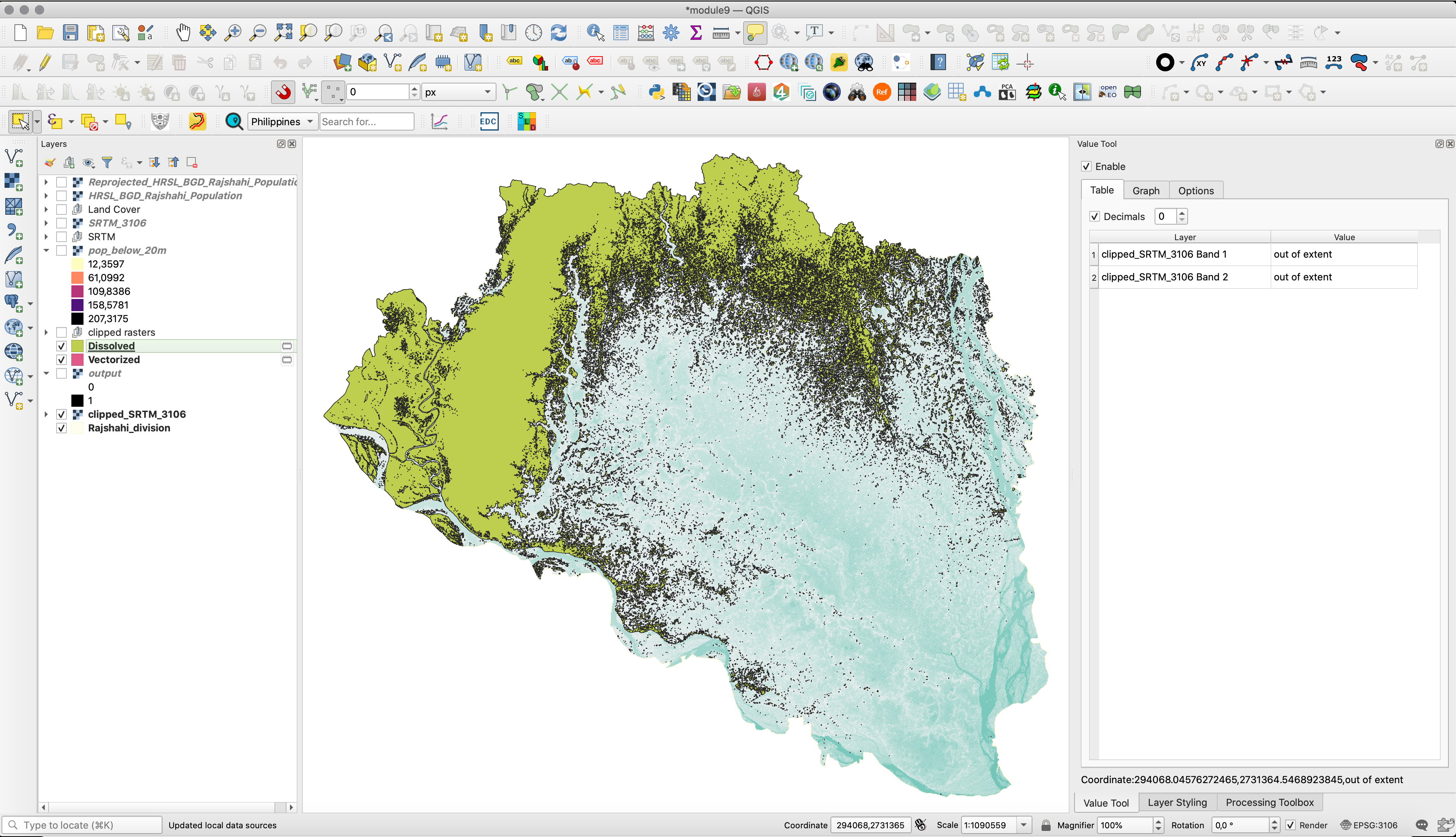 Result of converting a raster dataset to a vector dataset