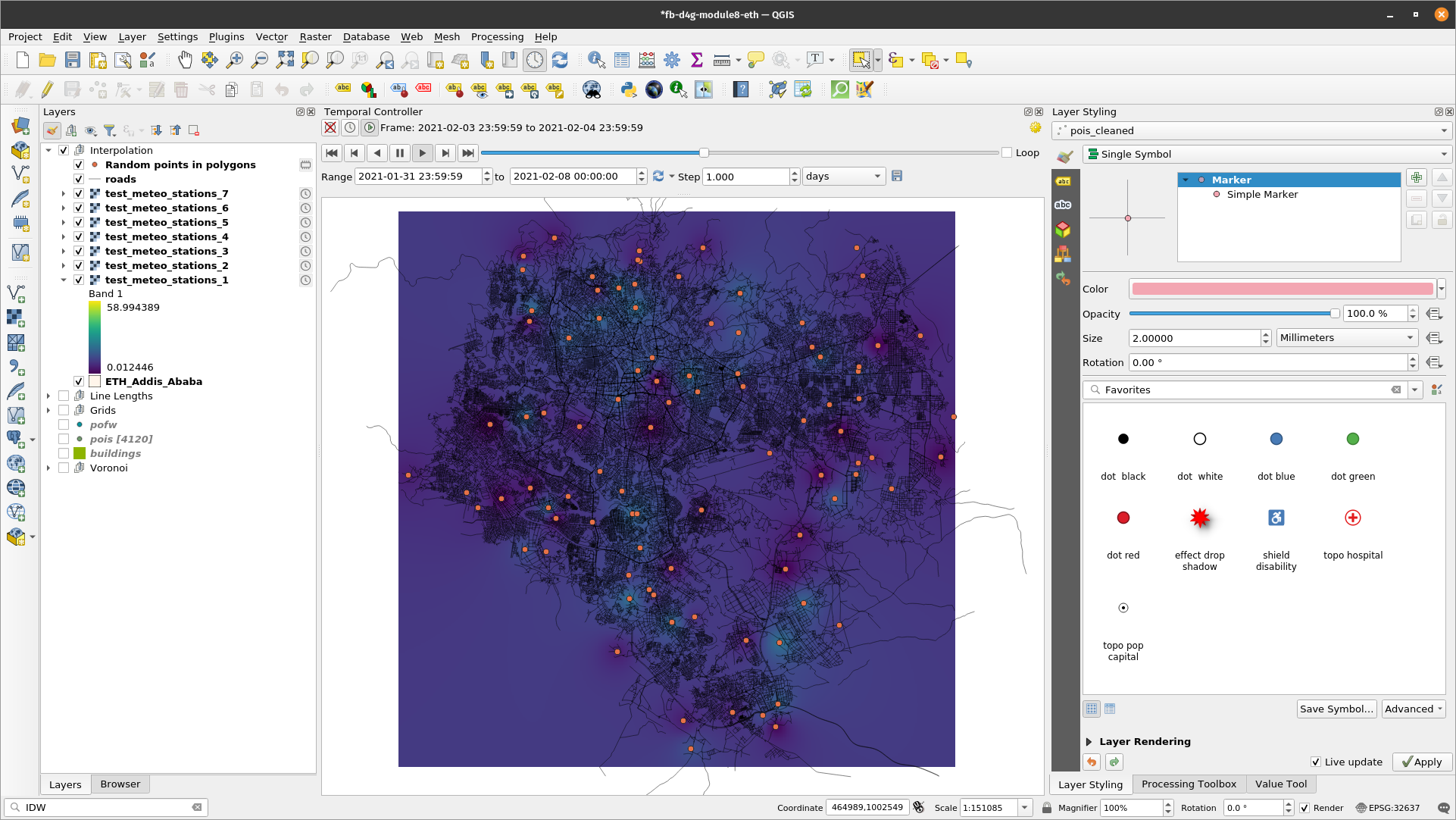 Selecting other layers to be visible in the temporal animation