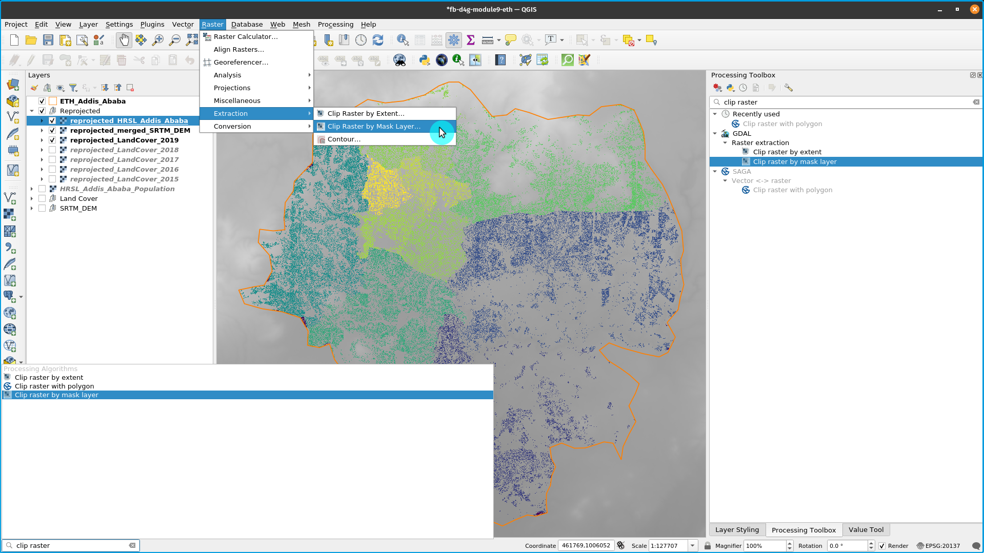 Using a vector mask to extract the raster data on a specific region