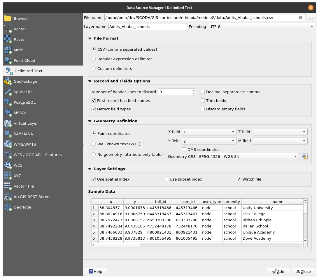 Loading a CSV file