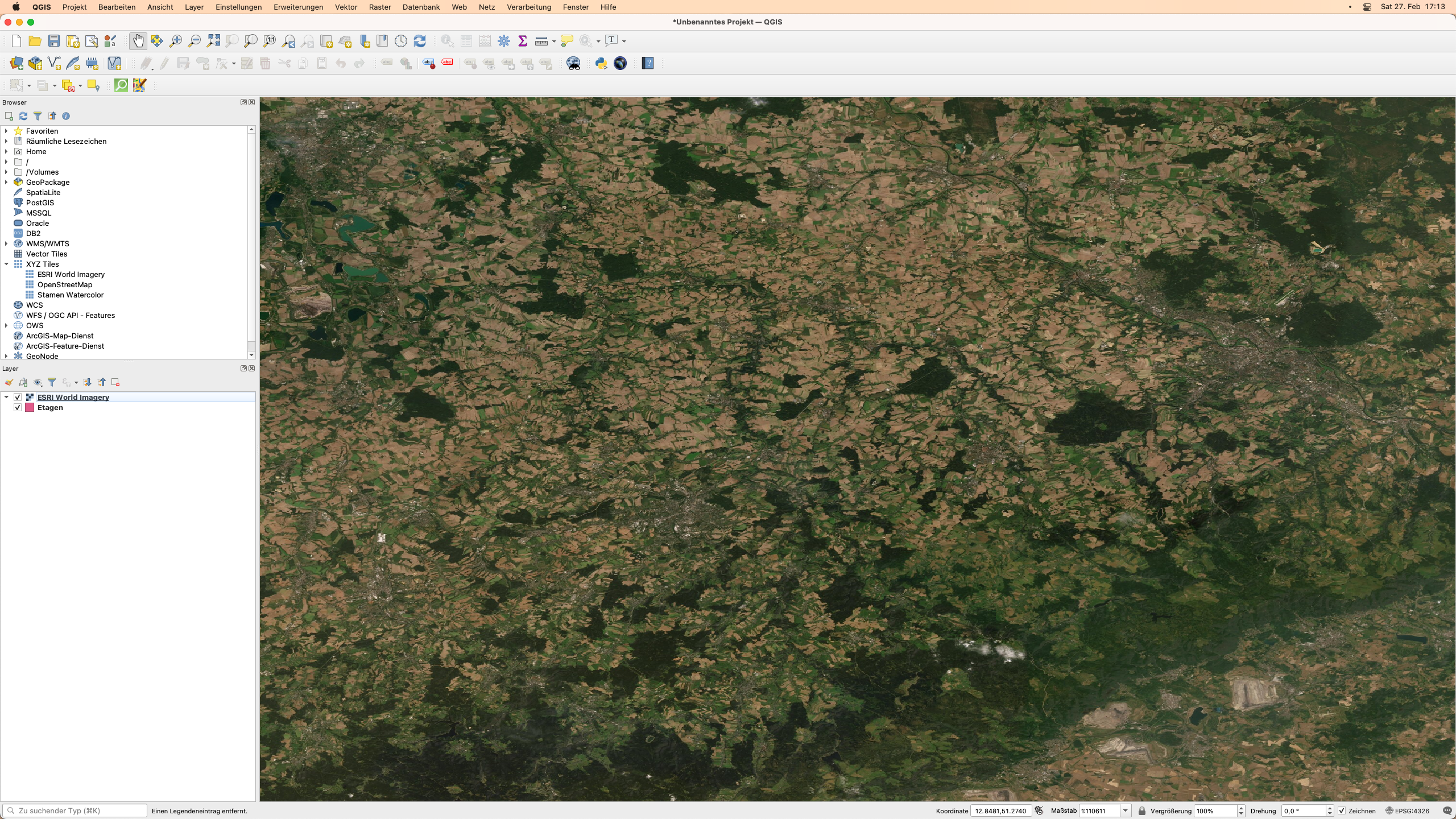 ESRI World Imagery geladen in QGIS