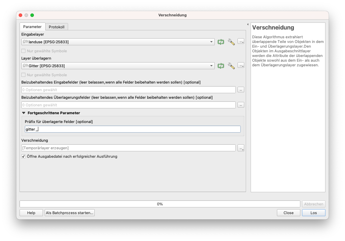 Parameter für den Vereinugngen-Algorithmus