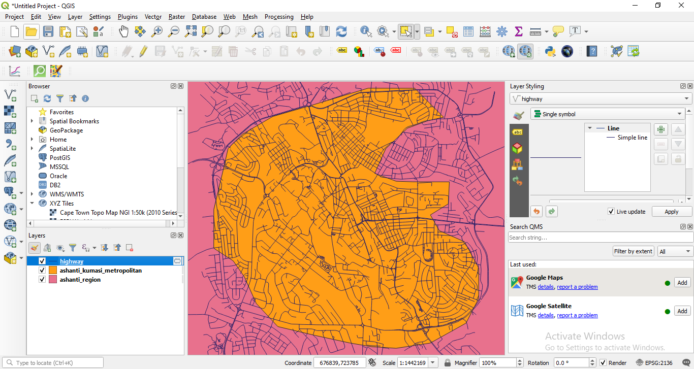 Highway data loaded from OSM