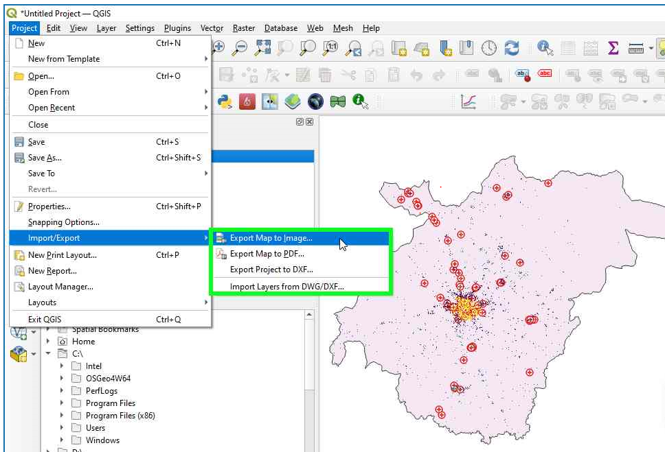 Exporting the map canvas as image