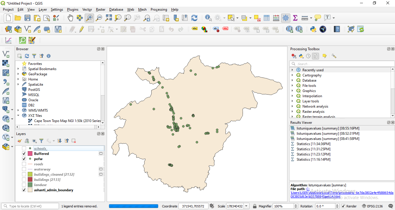 Running buffer on a point vector layer