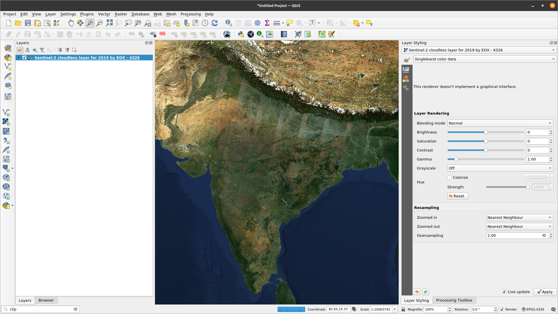 Natural Earth Land Cover map from WMS loaded in QGIS