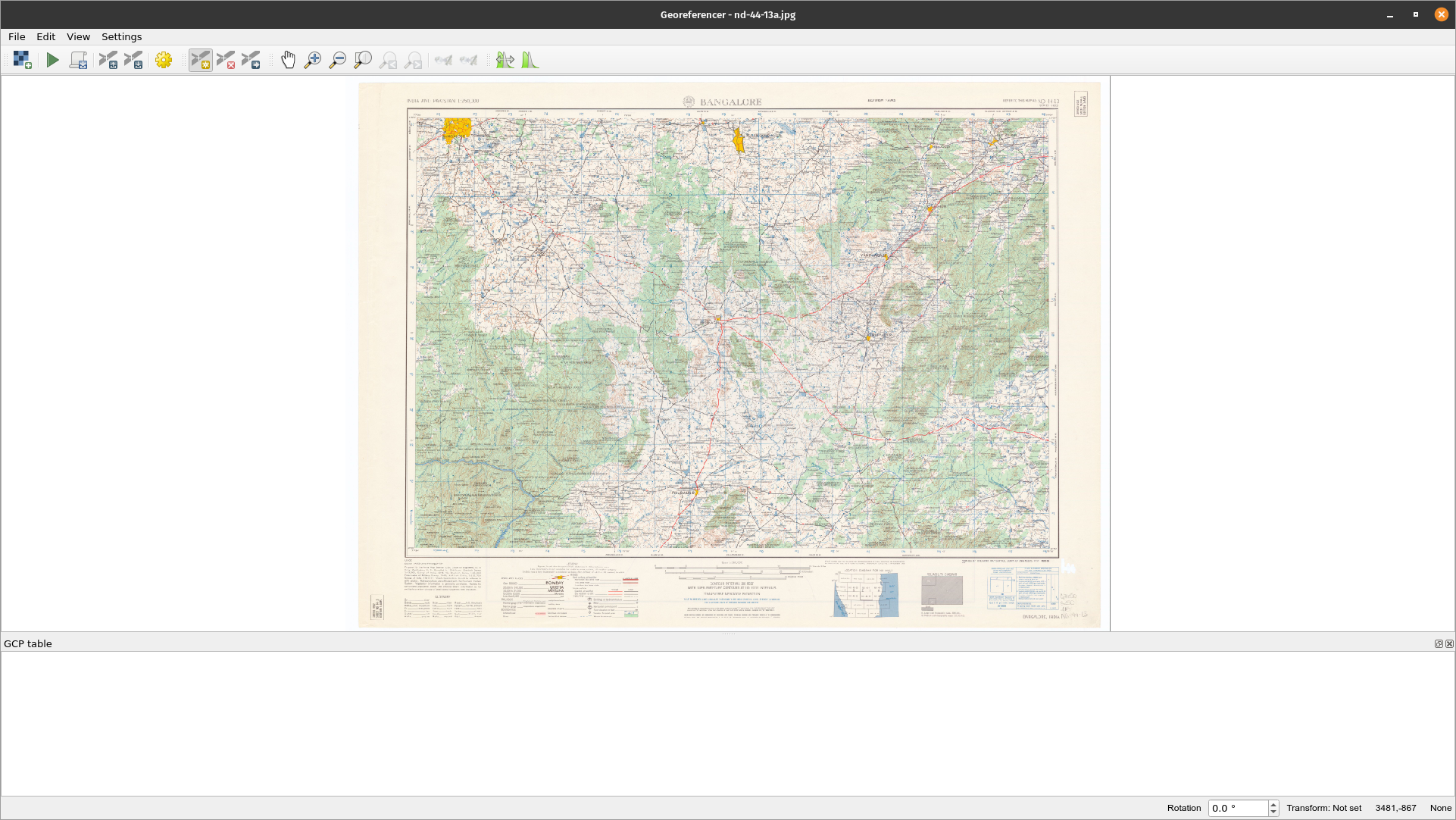 Map in Georeferencer canvas