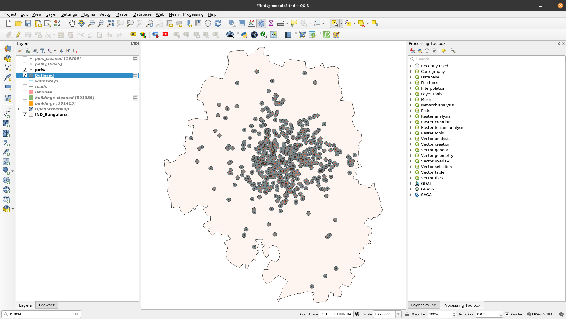 Running buffer on a point vector layer