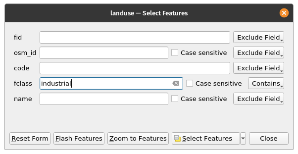 Figure 8.26a - Select landuse fclass = industrial