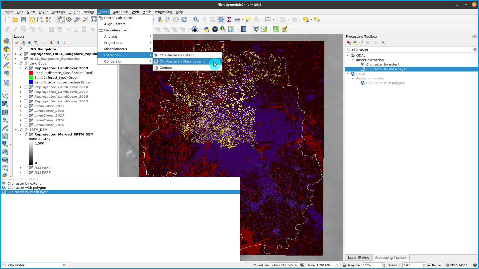 Using a vector mask to extract the raster data on a specific region