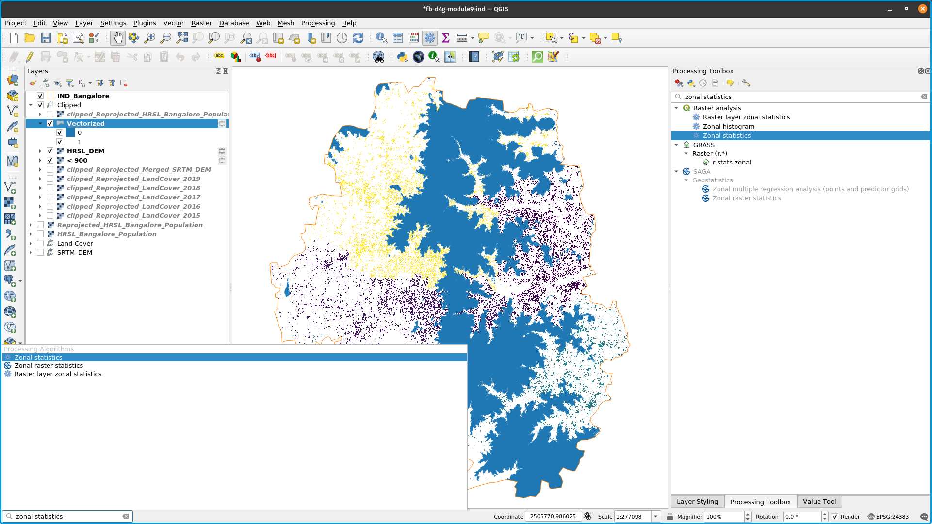 Identifying Zonal Statistics in the Processing Toolbox