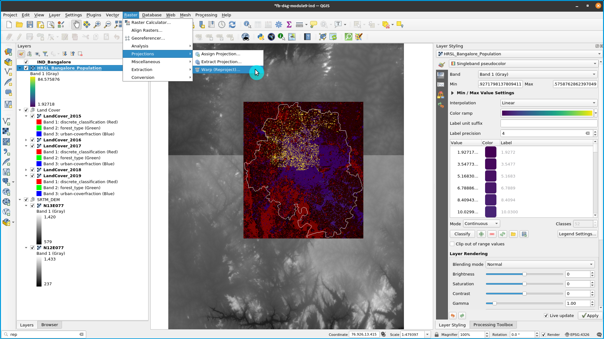 Reproject functionality in QGIS