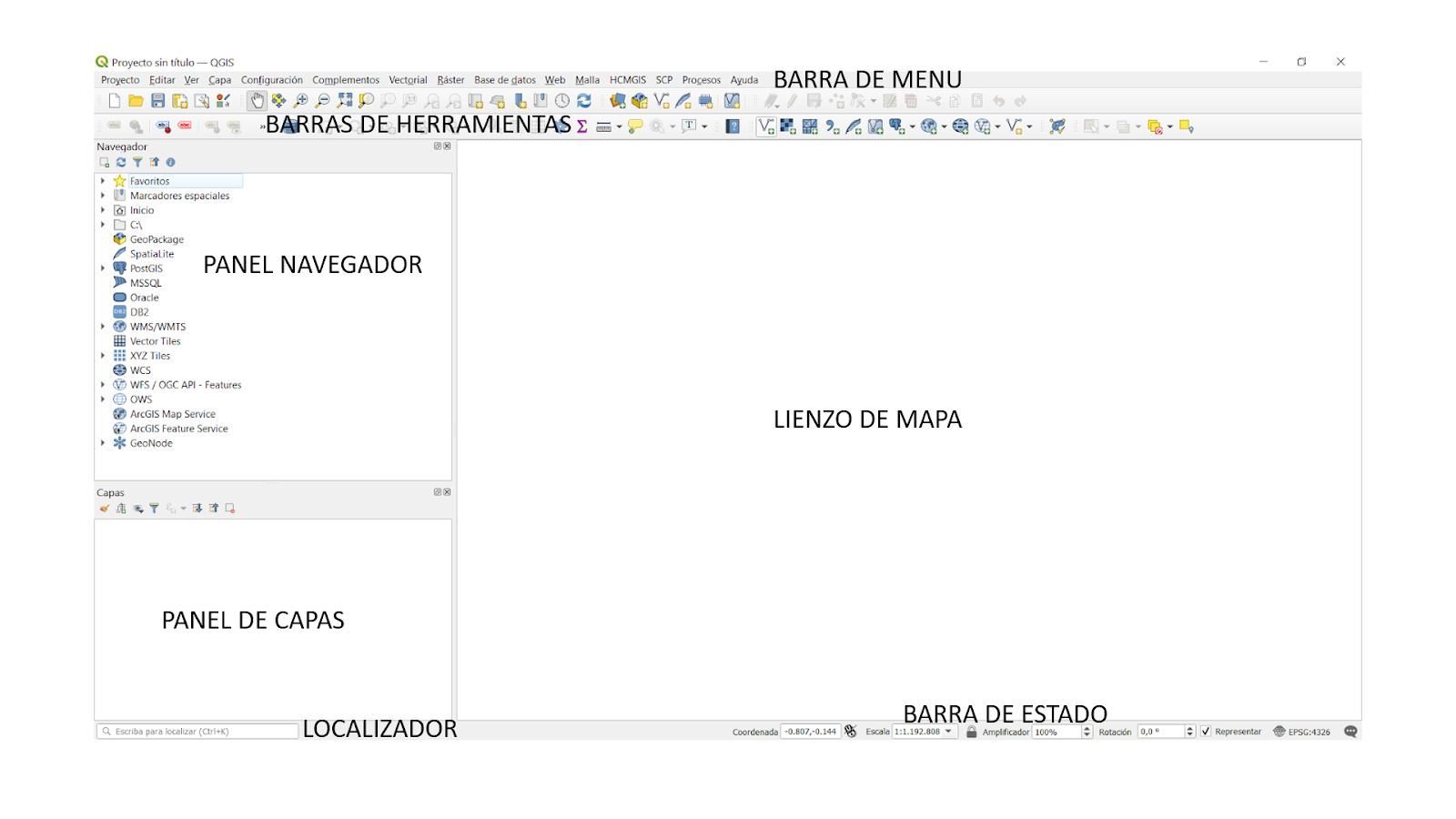 Parts of the QGIS Interface