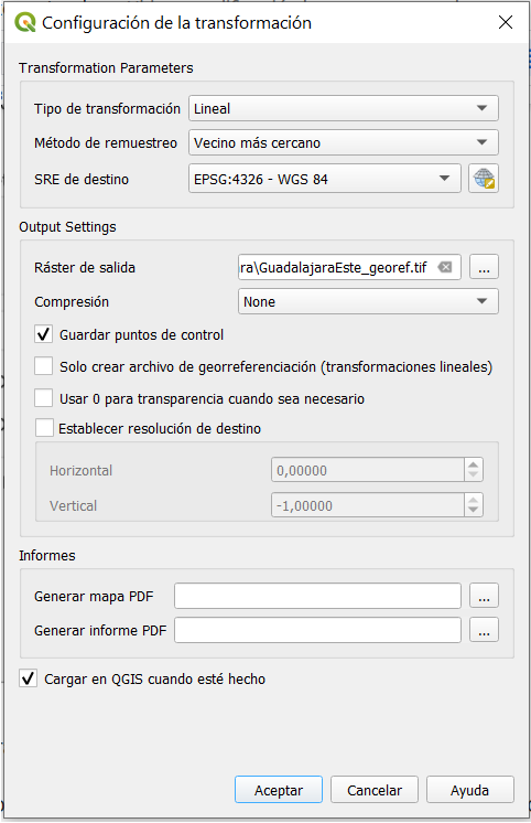 Transformation parameters