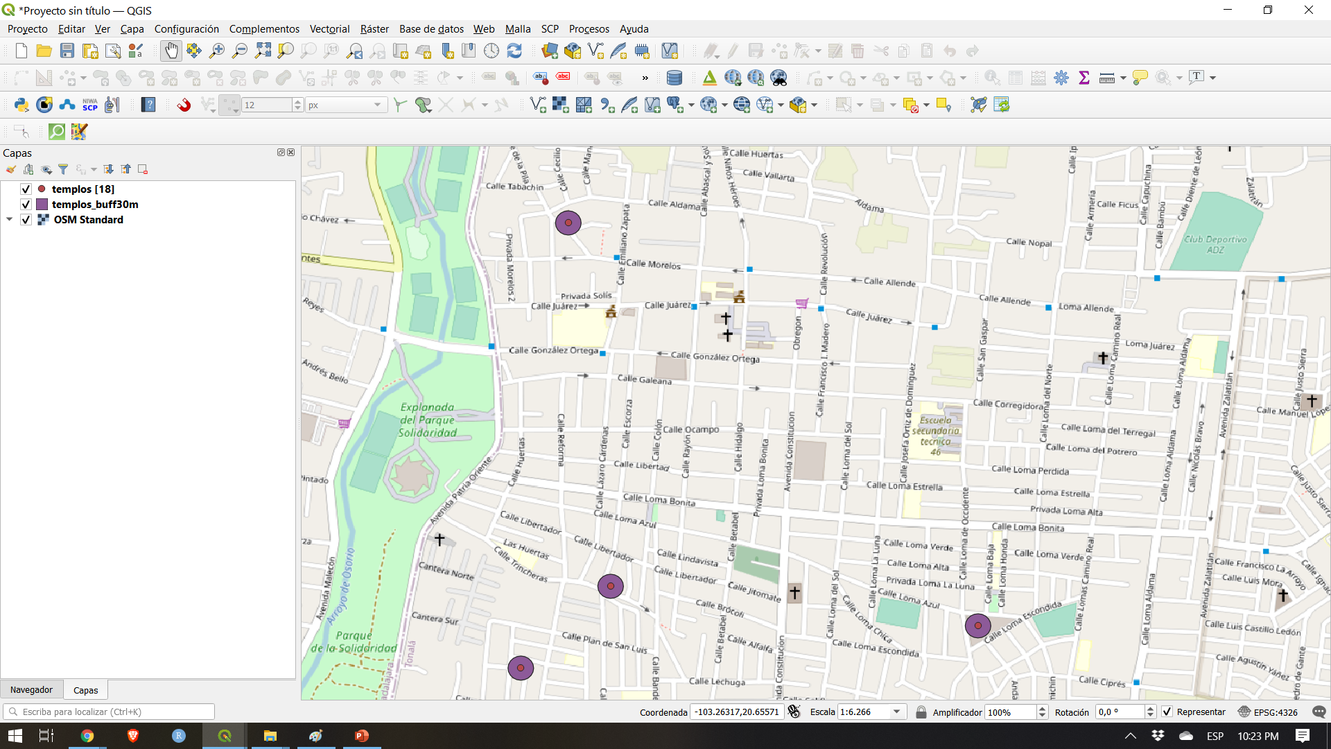 Running buffer on a point vector layer