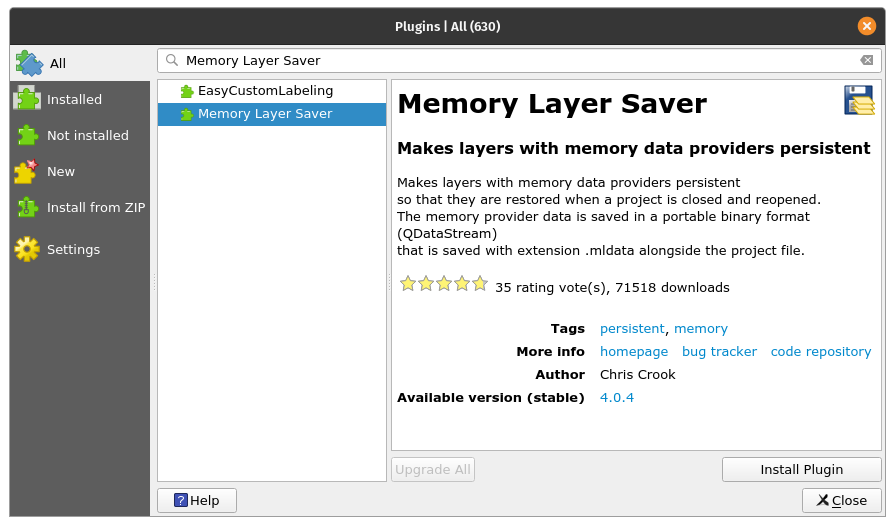 Install Memory Layer Saver plugin