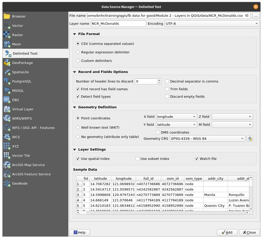 Loading a CSV file