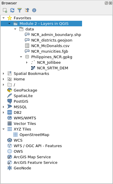 Module 2 files in the Browser Panel