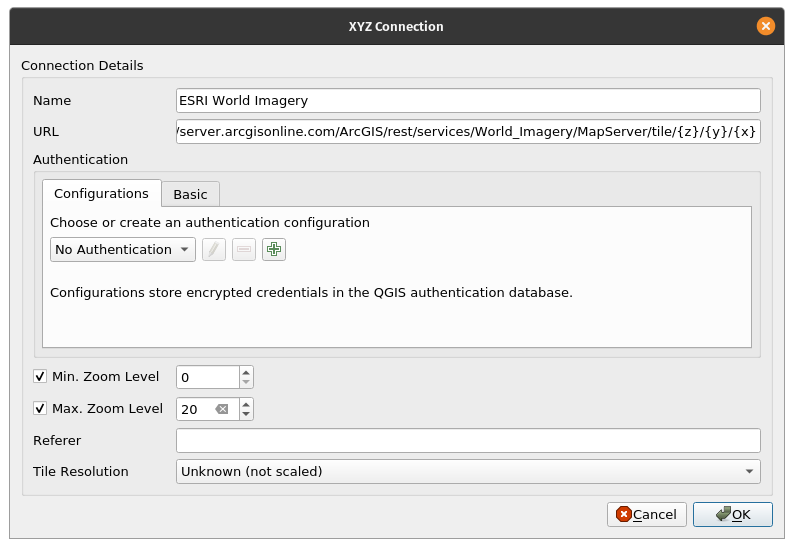 Adding ESRI World Imagery as XYZ Tiles