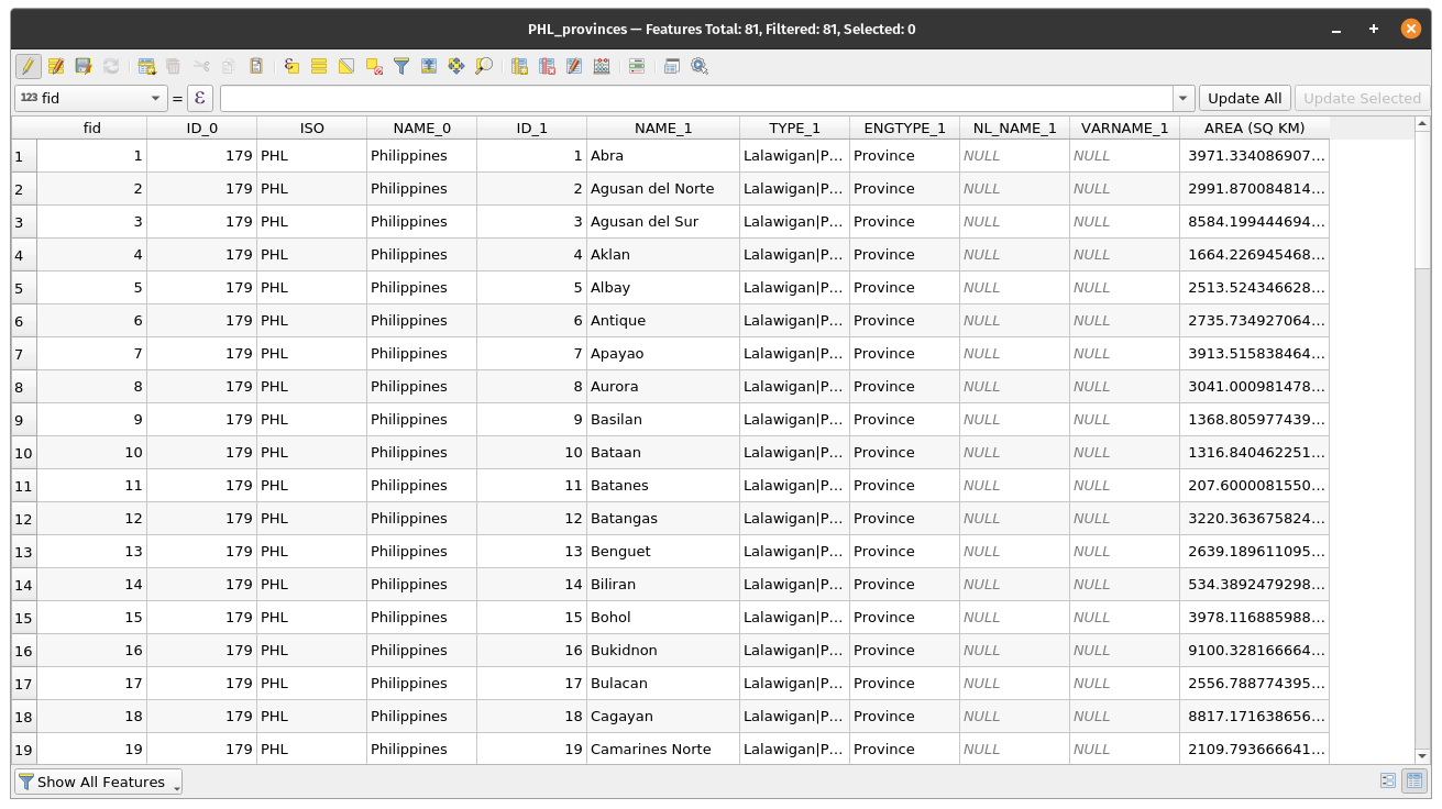 New attribute table with new field and attributes