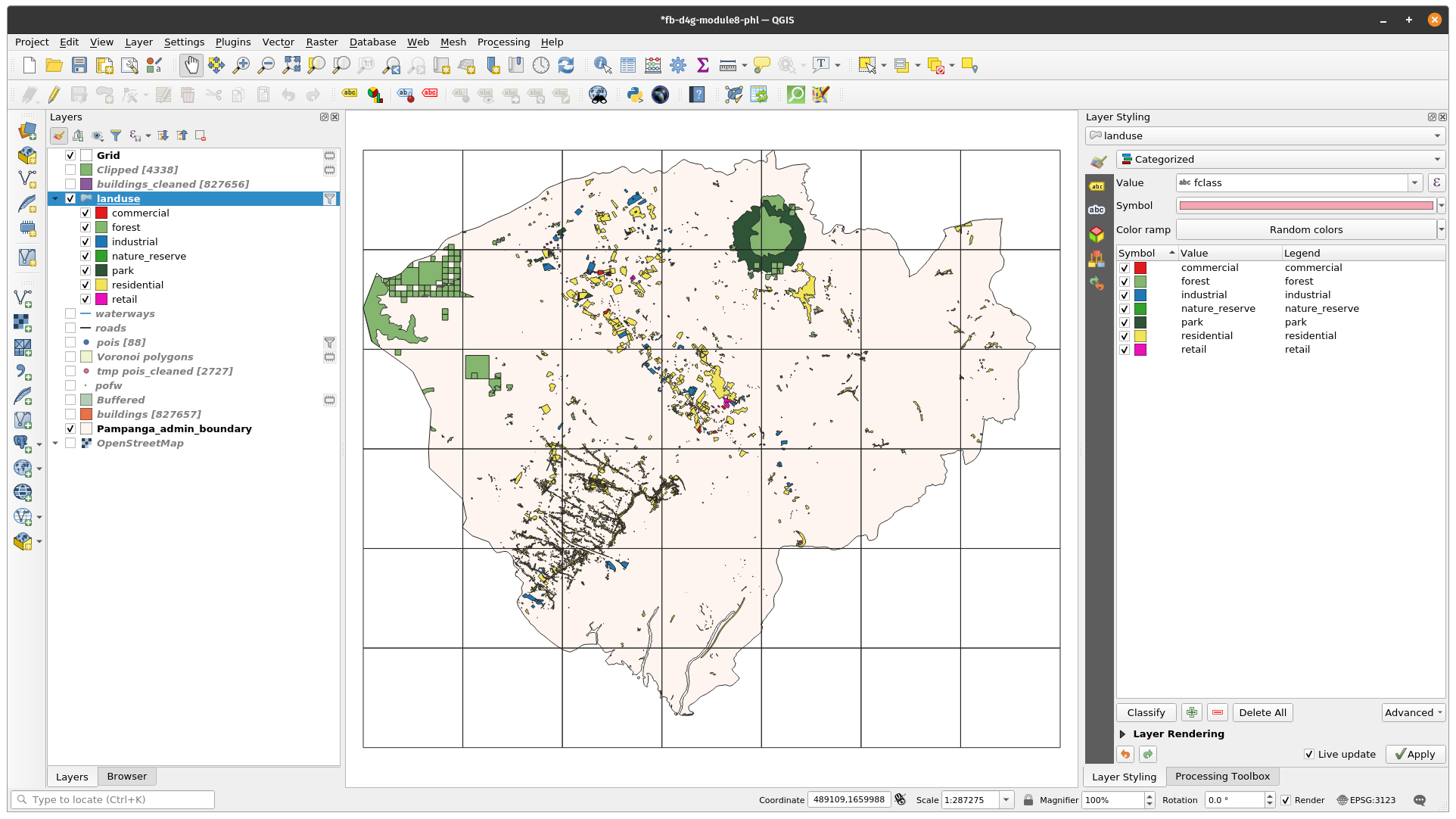 Spatial distribution of the green areas and built-up space in Pampanga