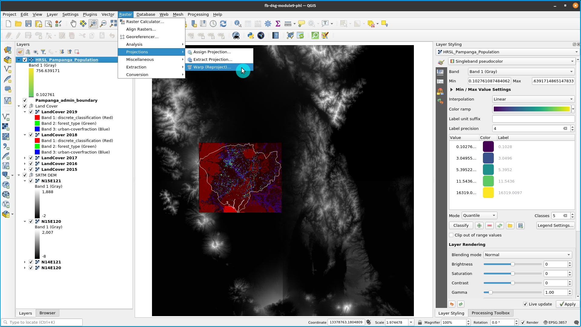 Reproject functionality in QGIS