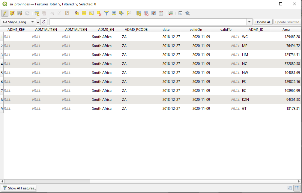 New attribute table with new field and attributes