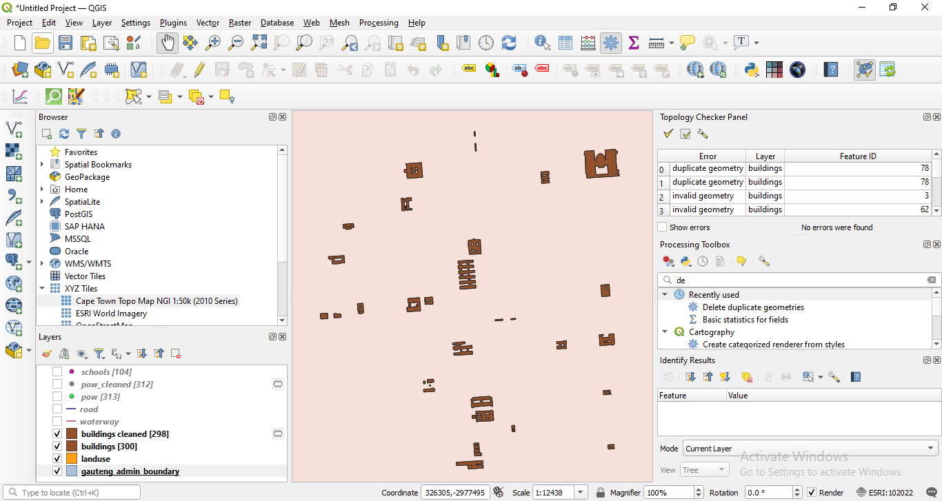 Results of Delete duplicate geometries