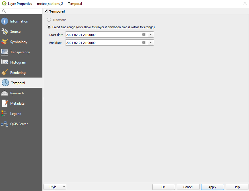 Setting temporal information to the raster dataset (2)