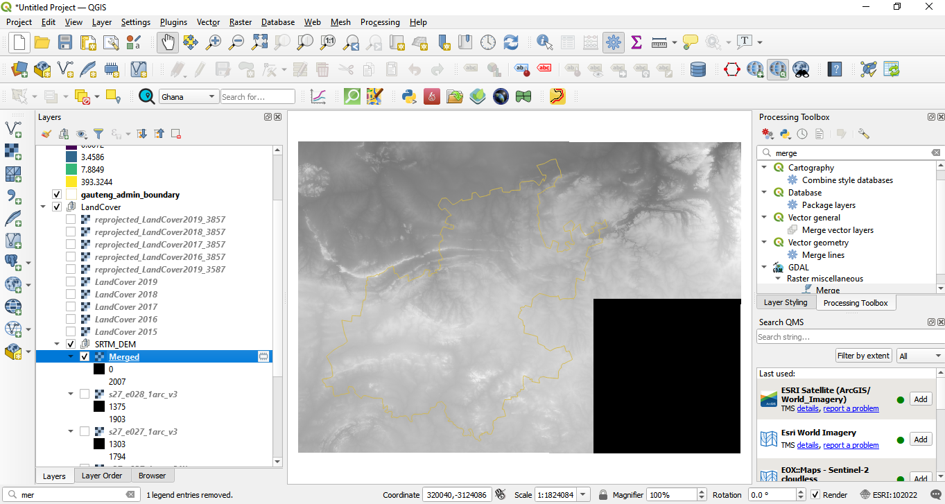 Mosaic of all DSM files corresponding to our work region