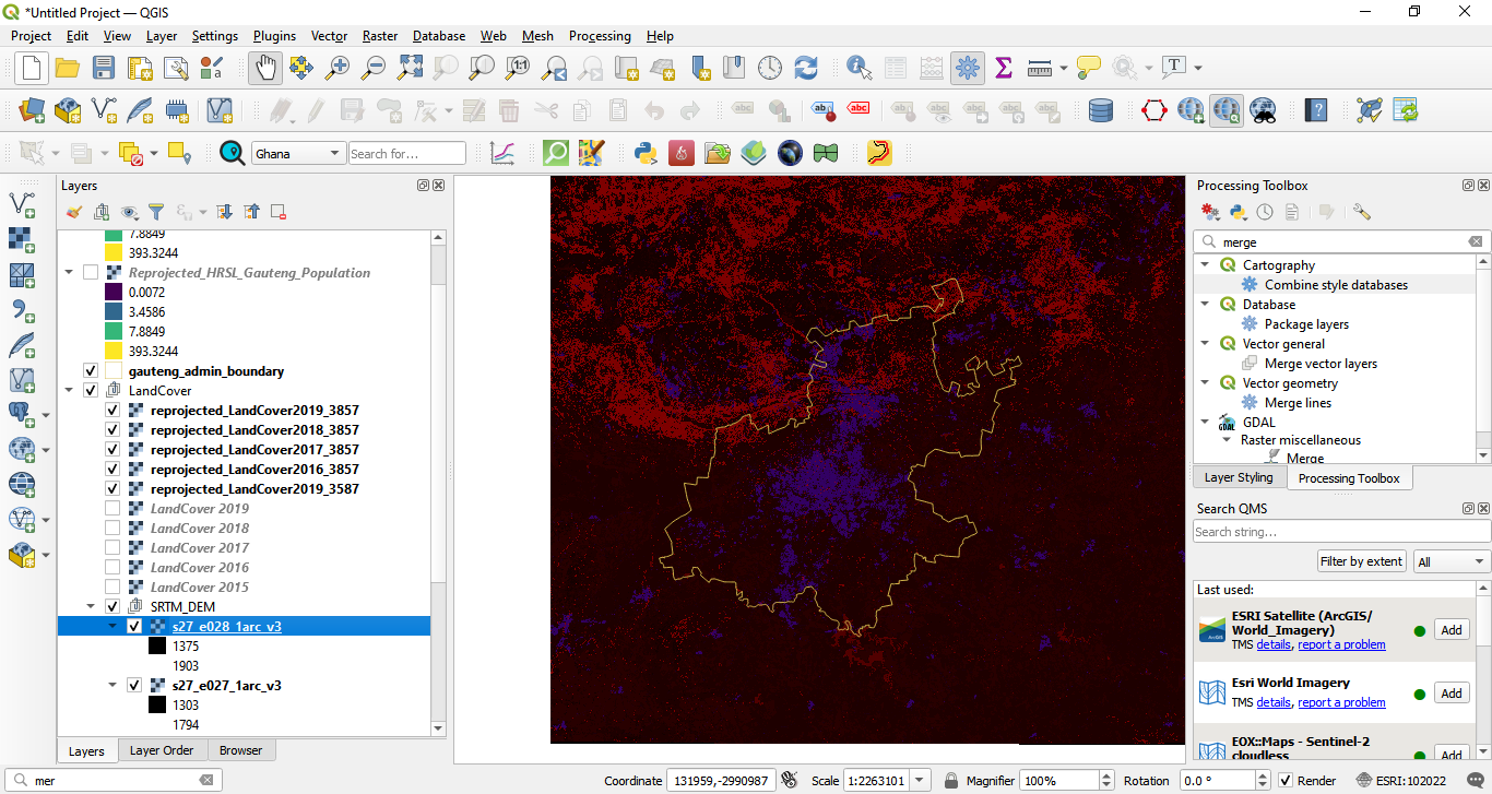 Loaded raster datasets