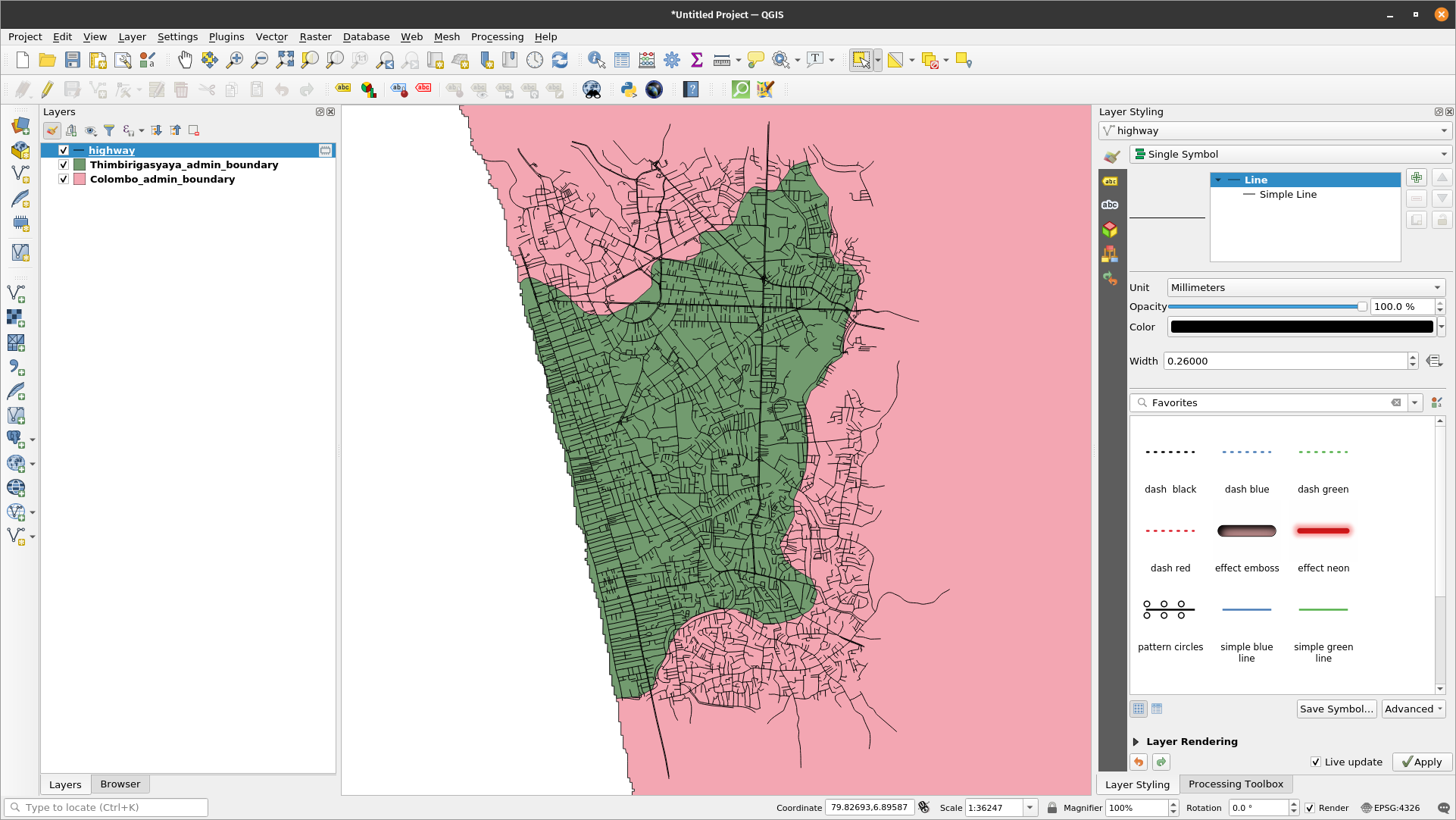 Highway data loaded from OSM