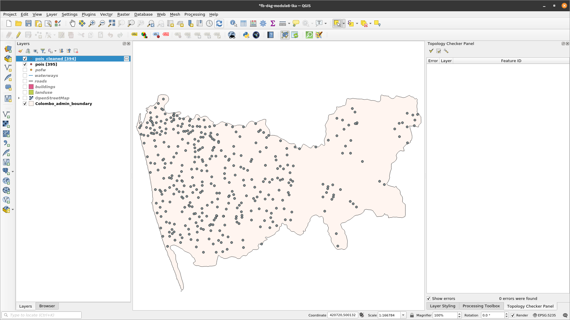 Result of running delete duplicate geometries