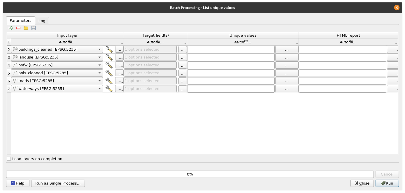 List unique values in a vector layer functionality (Batch Processing)