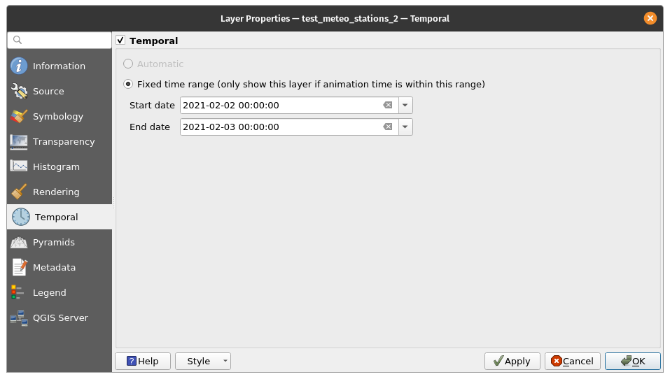 Setting temporal information to the raster dataset (2)