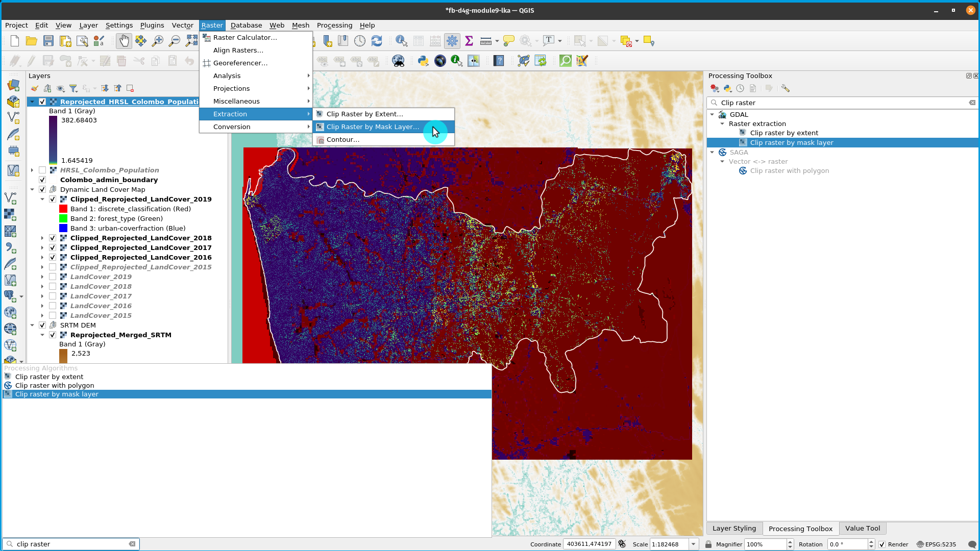 Using a vector mask to extract the raster data on a specific region