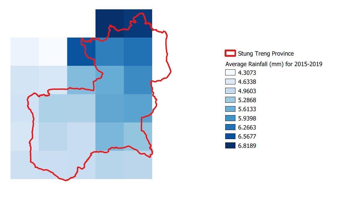 Precipitation in Stung Treng province, Cambodia