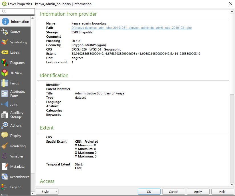 The Information tab after editing some metadata