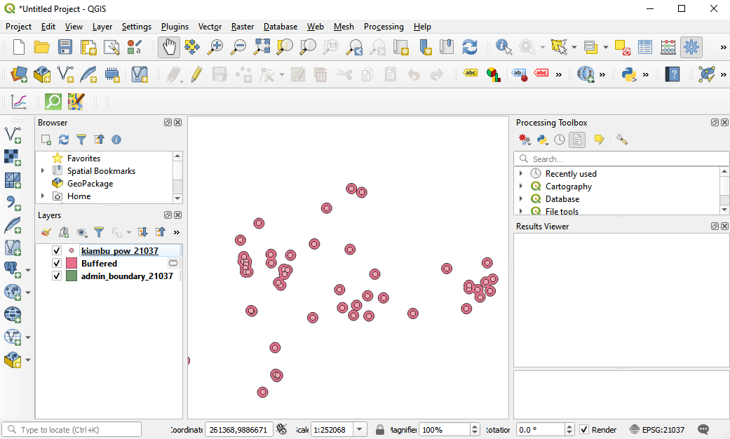 Running buffer on a point vector layer